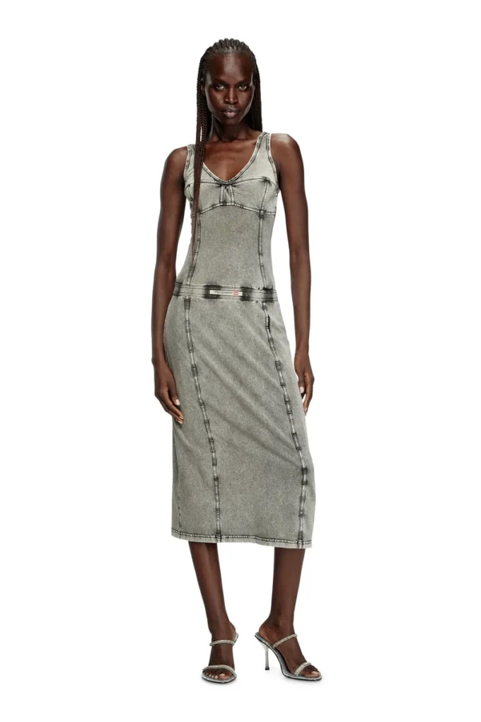 d-inny Abito midi senza maniche effetto denim d-inny Abito midi senza maniche effetto denim