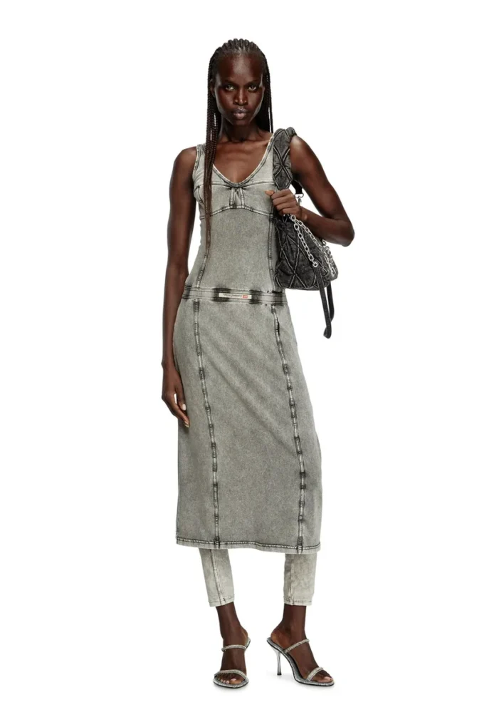 d-inny Abito midi senza maniche effetto denim d-inny Abito midi senza maniche effetto denim