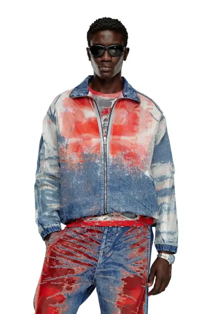 d-krap-fse Giacca in denim devoré con logo d-krap-fse Giacca in denim devoré con logo