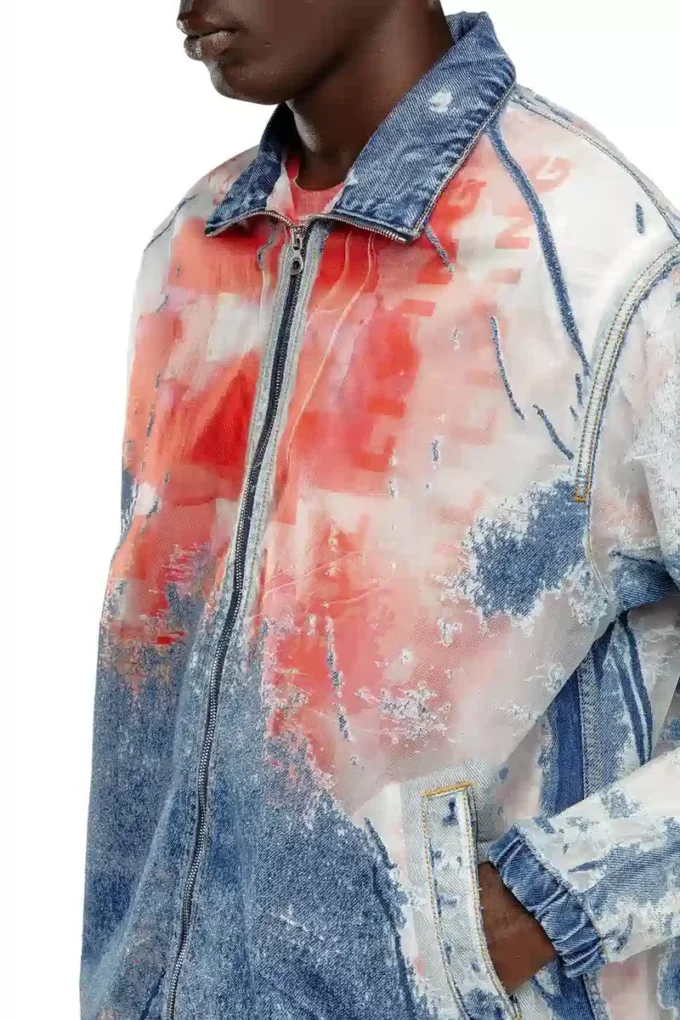 d-krap-fse Giacca in denim devoré con logo d-krap-fse Giacca in denim devoré con logo
