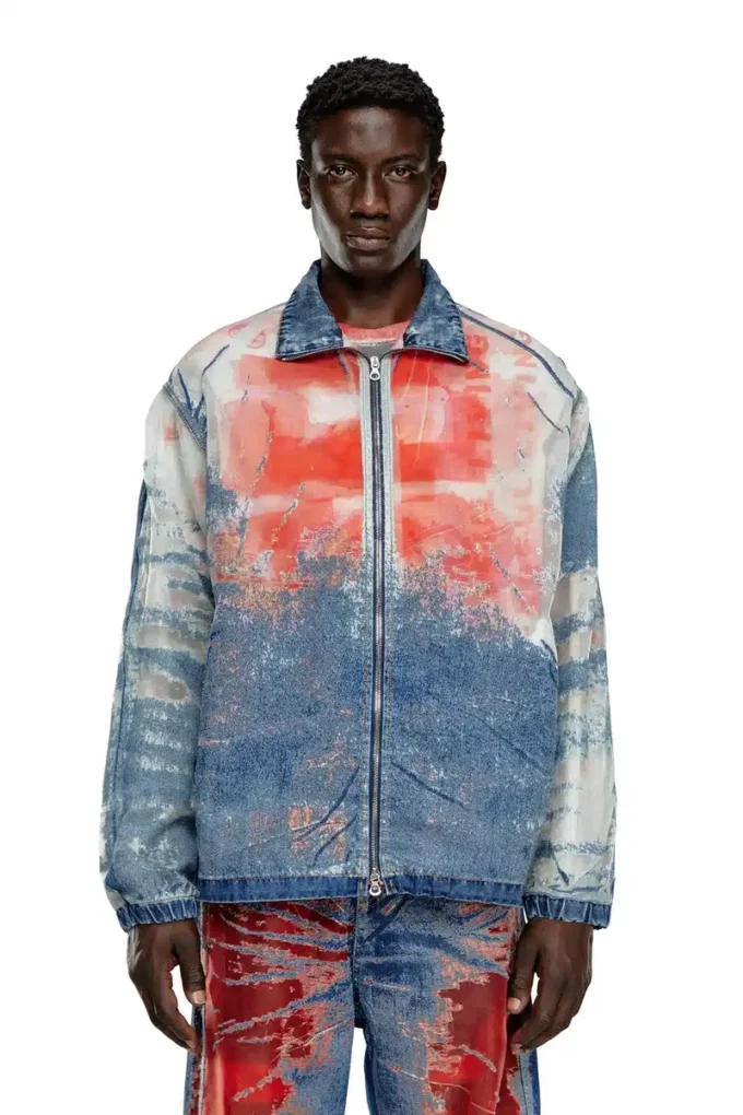 d-krap-fse Giacca in denim devoré con logo d-krap-fse Giacca in denim devoré con logo