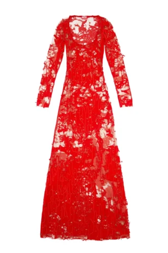 d-lea Abito lungo in tulle e jersey devoré
