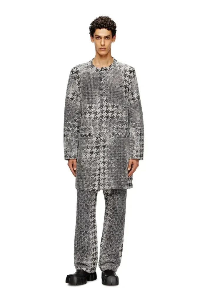 d-lot-fsh Cappotto in denim jacquard Principe di Galles d-lot-fsh Cappotto in denim jacquard Principe di Galles