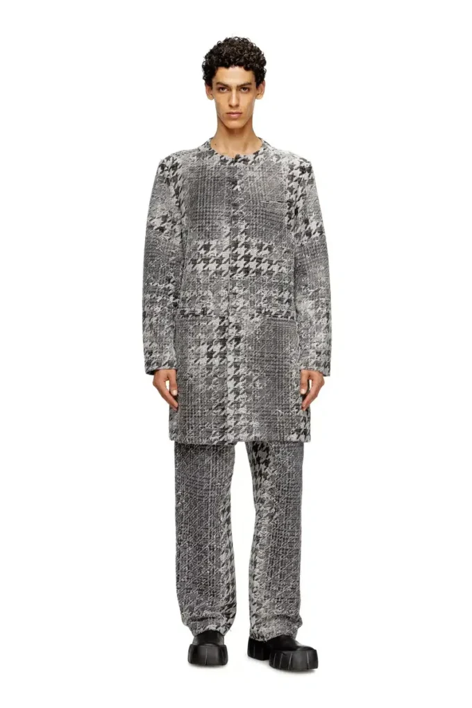 d-lot-fsh Cappotto in denim jacquard Principe di Galles d-lot-fsh Cappotto in denim jacquard Principe di Galles