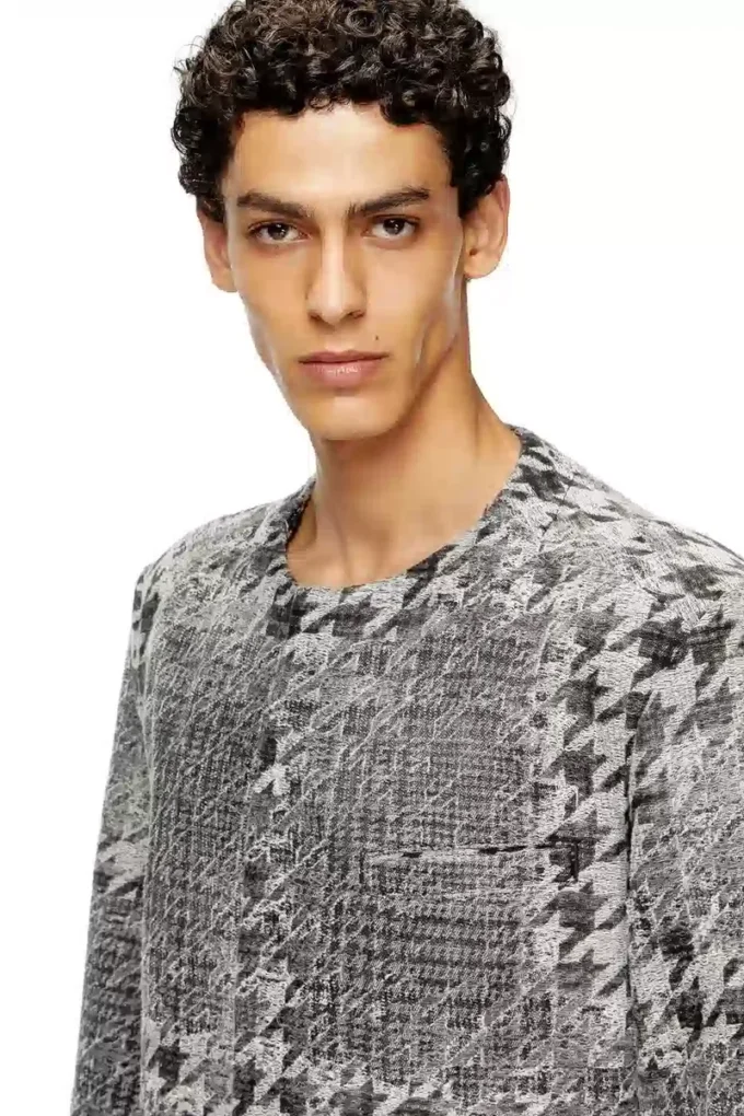 d-lot-fsh Cappotto in denim jacquard Principe di Galles d-lot-fsh Cappotto in denim jacquard Principe di Galles