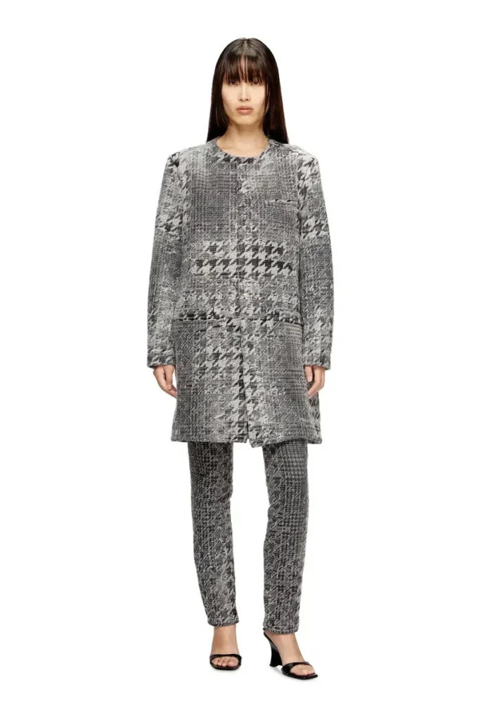 d-lot-fsh Cappotto in denim jacquard Principe di Galles d-lot-fsh Cappotto in denim jacquard Principe di Galles