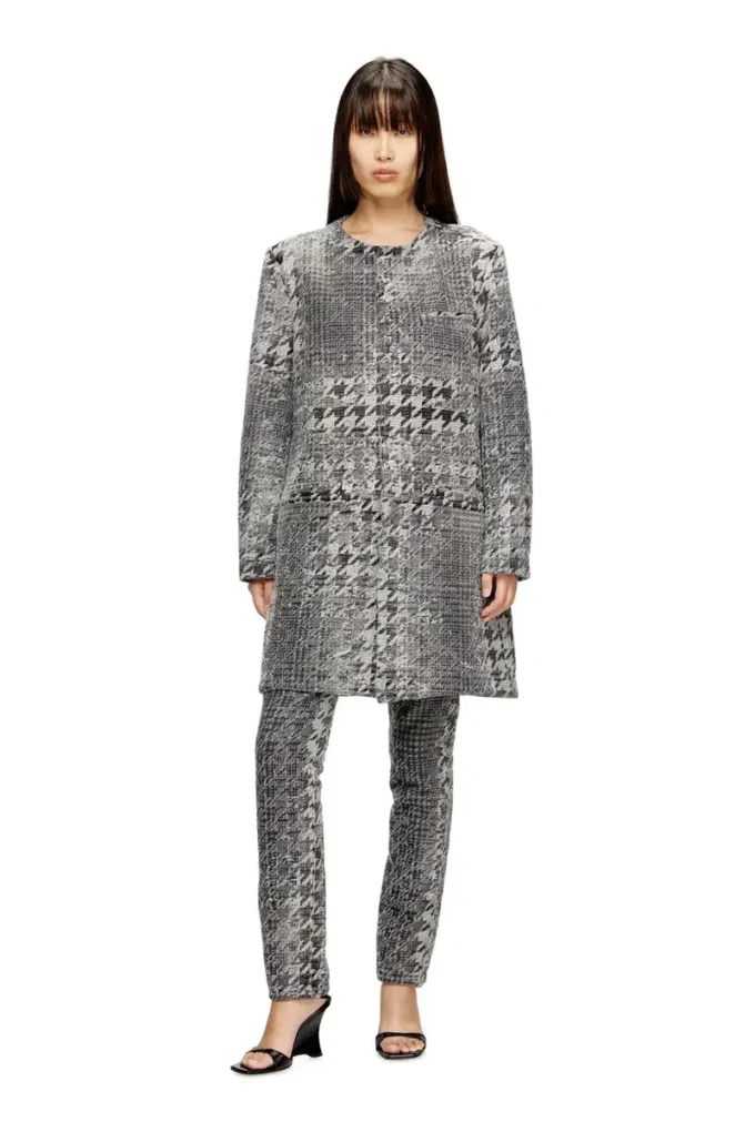 d-lot-fsh Cappotto in denim jacquard Principe di Galles d-lot-fsh Cappotto in denim jacquard Principe di Galles