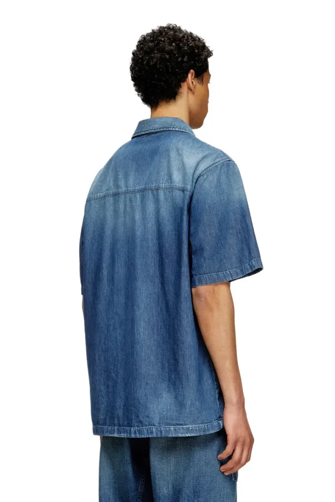 d-nabil-d Camicia da bowling in denim effetto contrasto