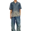 d-nabil-s3 Camicia da bowling in denim fluido sfumato