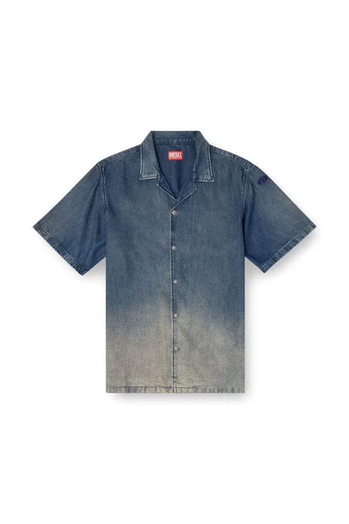 d-nabil-s3 Camicia da bowling in denim fluido sfumato