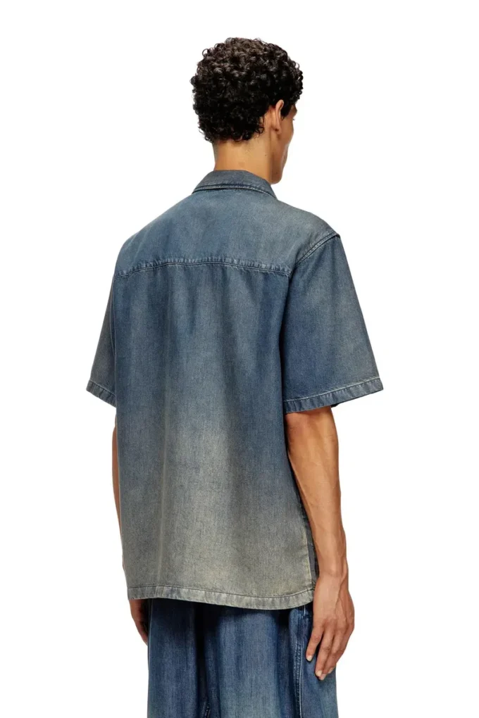 d-nabil-s3 Camicia da bowling in denim fluido sfumato