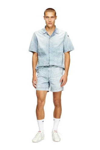 d-nabil-s4 Camicia da bowling in denim marmorizzato