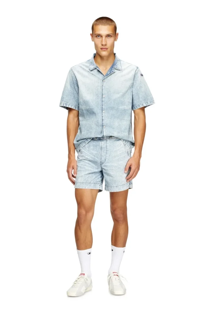 d-nabil-s4 Camicia da bowling in denim marmorizzato