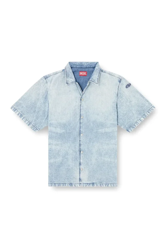 d-nabil-s4 Camicia da bowling in denim marmorizzato