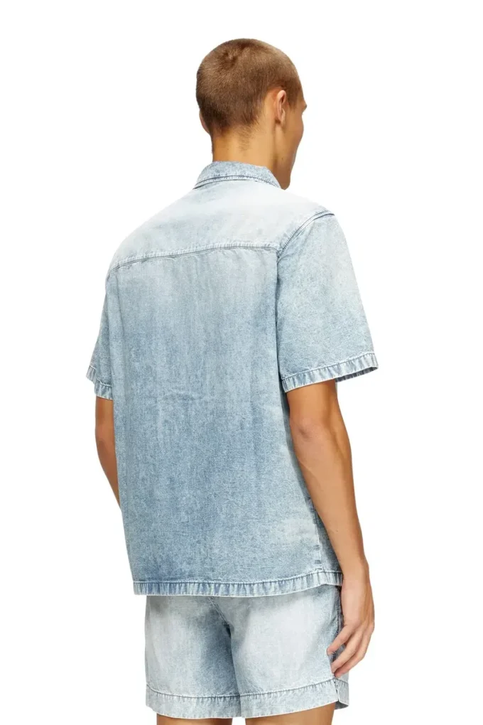 d-nabil-s4 Camicia da bowling in denim marmorizzato