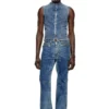 d-nata-fse Top in denim senza maniche con dettagli biker d-nata-fse Top in denim senza maniche con dettagli biker