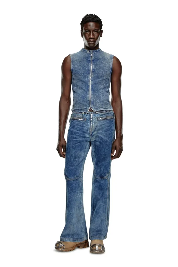 d-nata-fse Top in denim senza maniche con dettagli biker d-nata-fse Top in denim senza maniche con dettagli biker