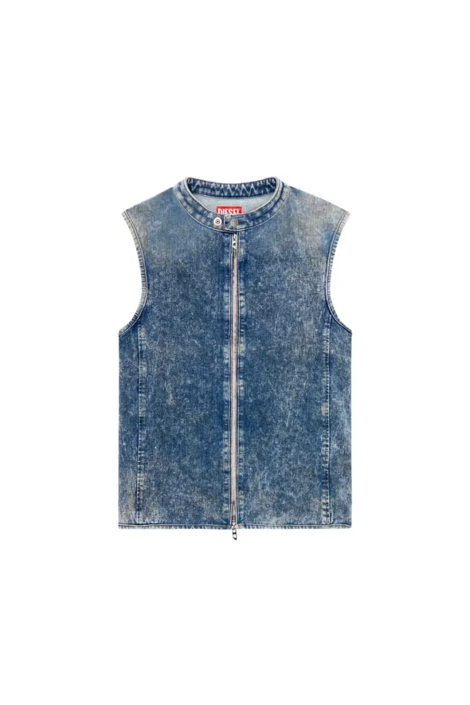 d-nata-fse Top in denim senza maniche con dettagli biker d-nata-fse Top in denim senza maniche con dettagli biker