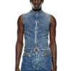 d-nata-fse Top in denim senza maniche con dettagli biker d-nata-fse Top in denim senza maniche con dettagli biker