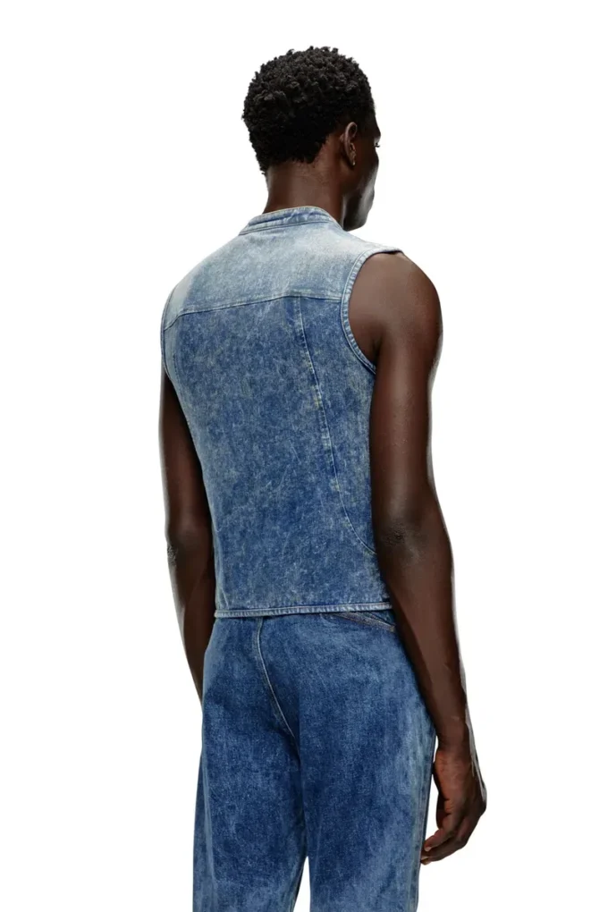 d-nata-fse Top in denim senza maniche con dettagli biker d-nata-fse Top in denim senza maniche con dettagli biker