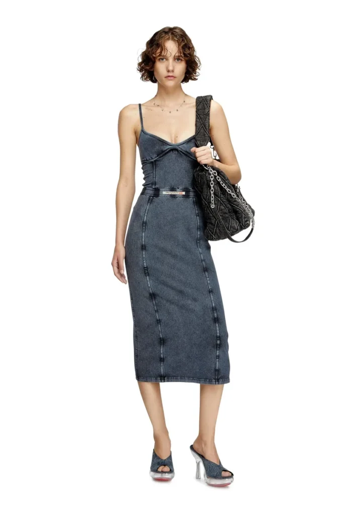 d-ony Abito midi in jersey effetto denim d-ony Abito midi in jersey effetto denim
