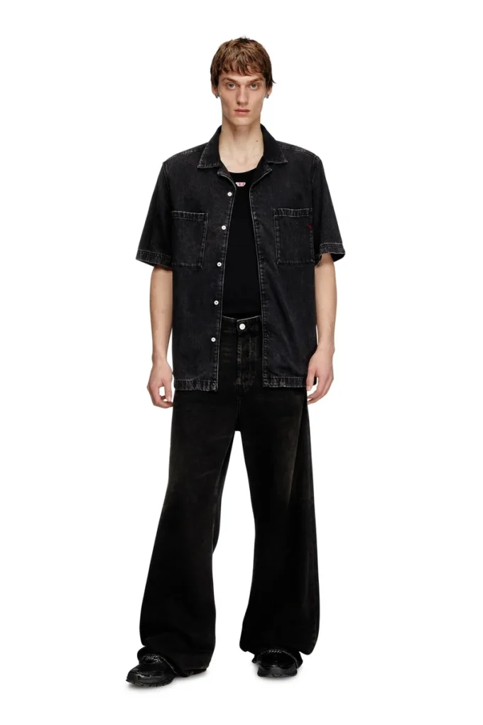 d-paroshort Camicia da bowling in denim Tencel