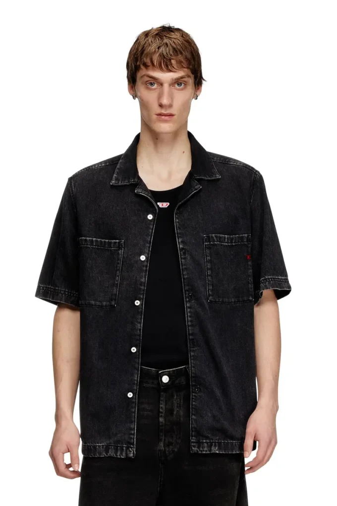 d-paroshort Camicia da bowling in denim Tencel