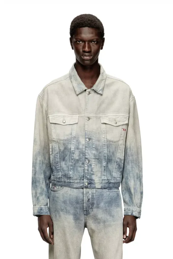 d-ranger Giacca trucker in denim jacquard Principe di Galles d-ranger Giacca trucker in denim jacquard Principe di Galles