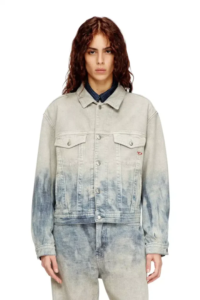 d-ranger Giacca trucker in denim jacquard Principe di Galles d-ranger Giacca trucker in denim jacquard Principe di Galles