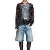 d-rixford-s Shorts in denim con stampa di testi di canzoni d-rixford-s Shorts in denim con stampa di testi di canzoni