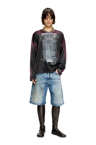 d rixford s shorts in denim con stampa di testi di canzoni 1 330x495 - d-rixford-s Shorts in denim con stampa di testi di canzoni
