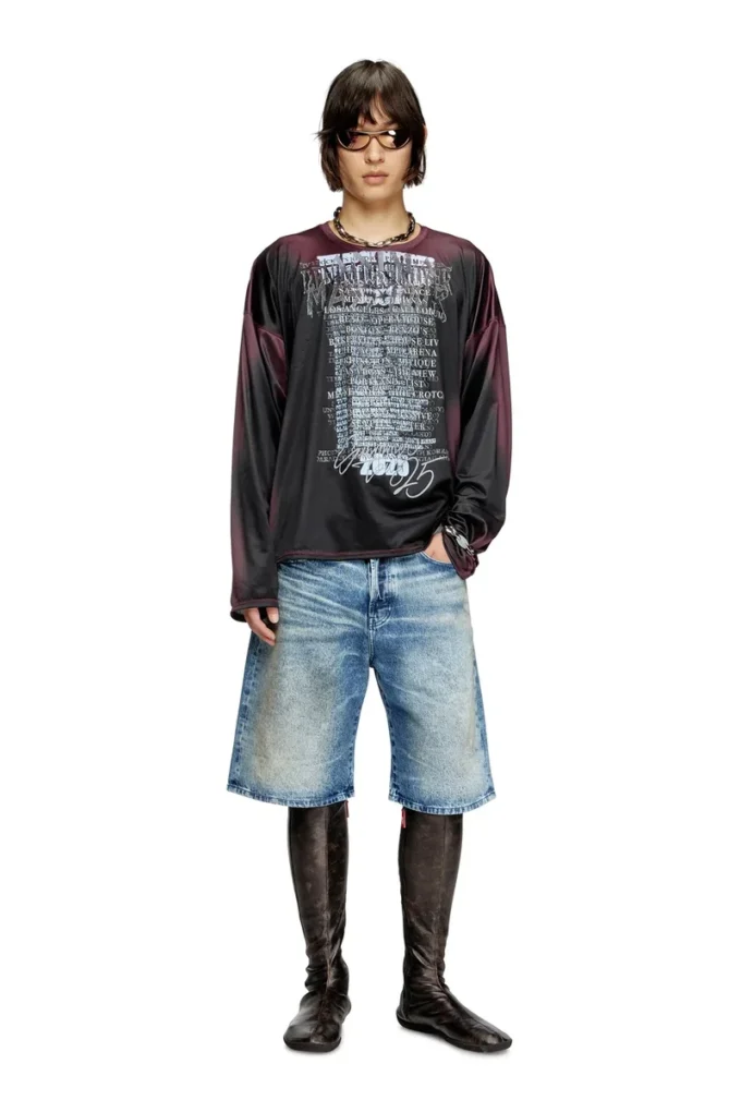 d-rixford-s Shorts in denim con stampa di testi di canzoni d-rixford-s Shorts in denim con stampa di testi di canzoni
