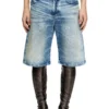 d-rixford-s Shorts in denim con stampa di testi di canzoni d-rixford-s Shorts in denim con stampa di testi di canzoni
