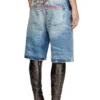 d-rixford-s Shorts in denim con stampa di testi di canzoni d-rixford-s Shorts in denim con stampa di testi di canzoni