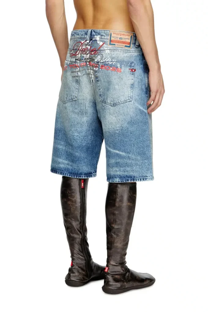 d-rixford-s Shorts in denim con stampa di testi di canzoni d-rixford-s Shorts in denim con stampa di testi di canzoni