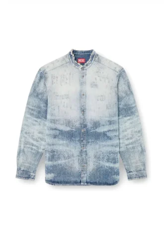 d-simp-fsh Camicia in denim effetto distrutto a nido d’ape