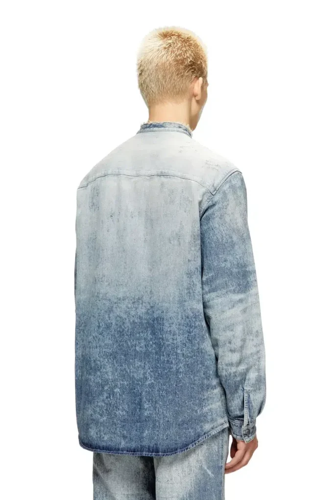 d-simp-fsh Camicia in denim effetto distrutto a nido d’ape d-simp-fsh Camicia in denim effetto distrutto a nido d’ape