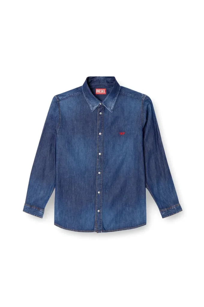 d-simply Camicia in denim con logo ricamato