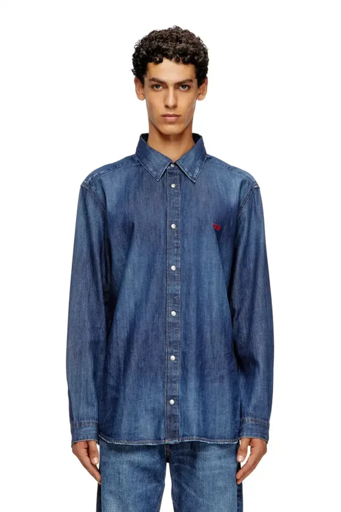 d-simply Camicia in denim con logo ricamato