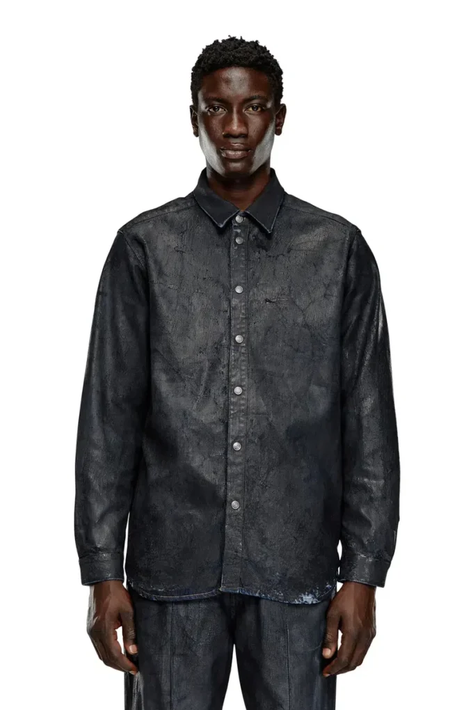 d-simply-fse Camicia in denim con rivestimento craquelé d-simply-fse Camicia in denim con rivestimento craquelé