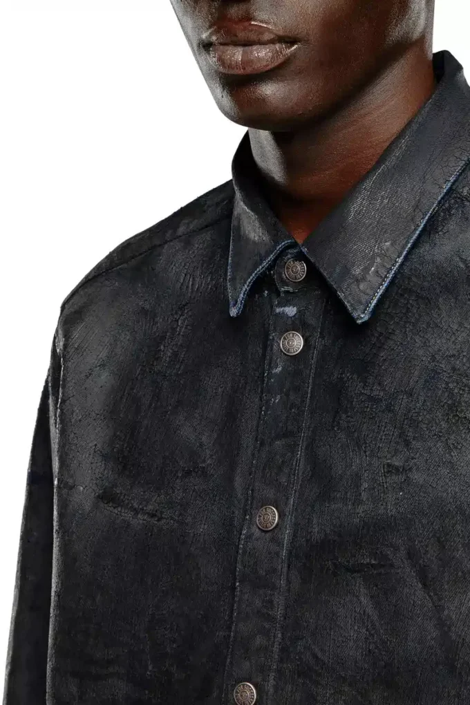 d-simply-fse Camicia in denim con rivestimento craquelé d-simply-fse Camicia in denim con rivestimento craquelé