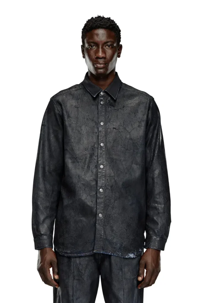 d-simply-fse Camicia in denim con rivestimento craquelé d-simply-fse Camicia in denim con rivestimento craquelé