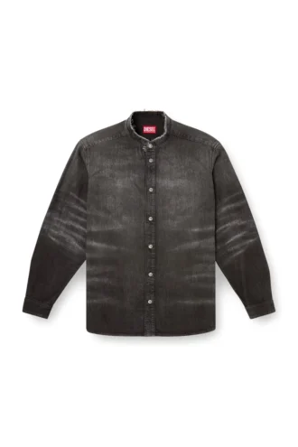 d-simply-fsh Camicia in denim effetto nido d’ape effetto consumato
