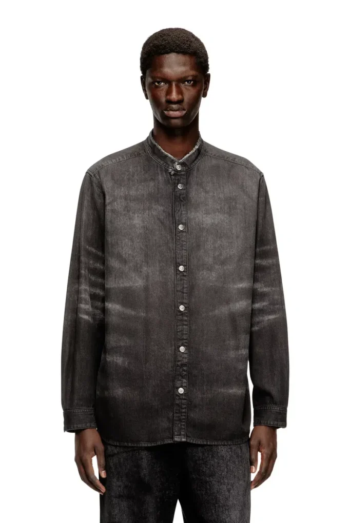 d-simply-fsh Camicia in denim effetto nido d’ape effetto consumato d-simply-fsh Camicia in denim effetto nido d’ape effetto consumato