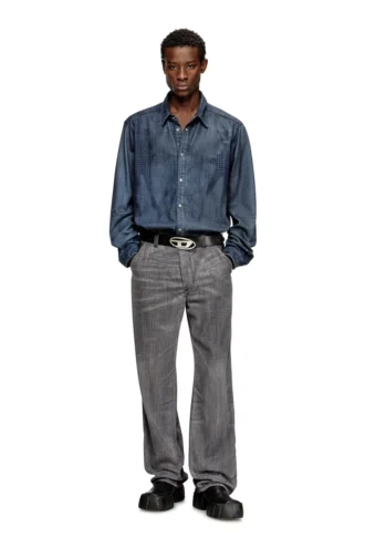 d-simply-s13 Camicia in denim fluido Principe di Galles