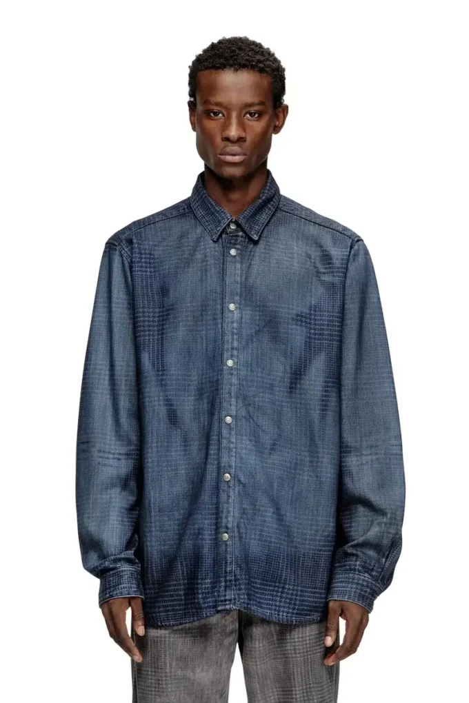 d-simply-s13 Camicia in denim fluido Principe di Galles