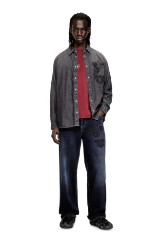 d-simply-s15 Camicia in denim con emblema ricamato