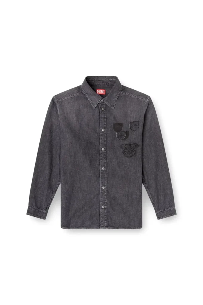 d-simply-s15 Camicia in denim con emblema ricamato d-simply-s15 Camicia in denim con emblema ricamato