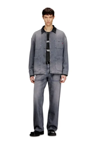 d-stack-u-l Giacca in denim stile utility con colletto a contrasto
