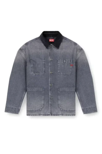 d-stack-u-l Giacca in denim stile utility con colletto a contrasto